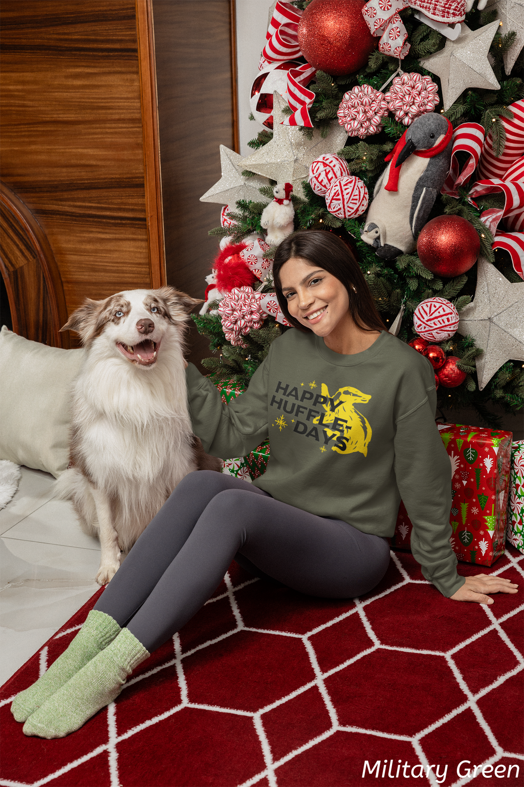 Happy Huffle-days Crewneck Sweatshirt- Wizard Christmas Sweatshirt