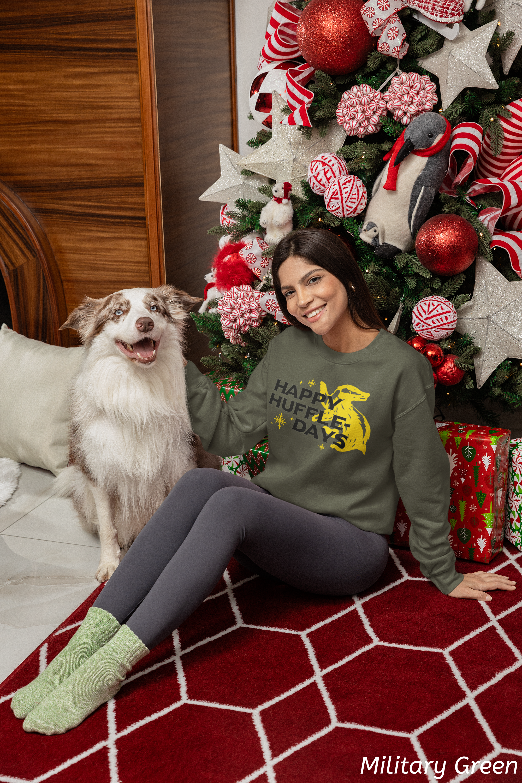 Happy Huffle-days Crewneck Sweatshirt- Wizard Christmas Sweatshirt