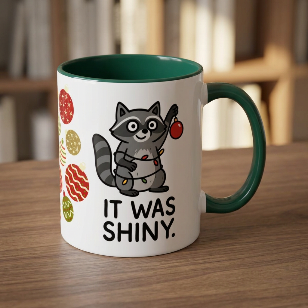 It Was Shiny Christmas Mug- 11oz Funny Raccoon Holiday Mug