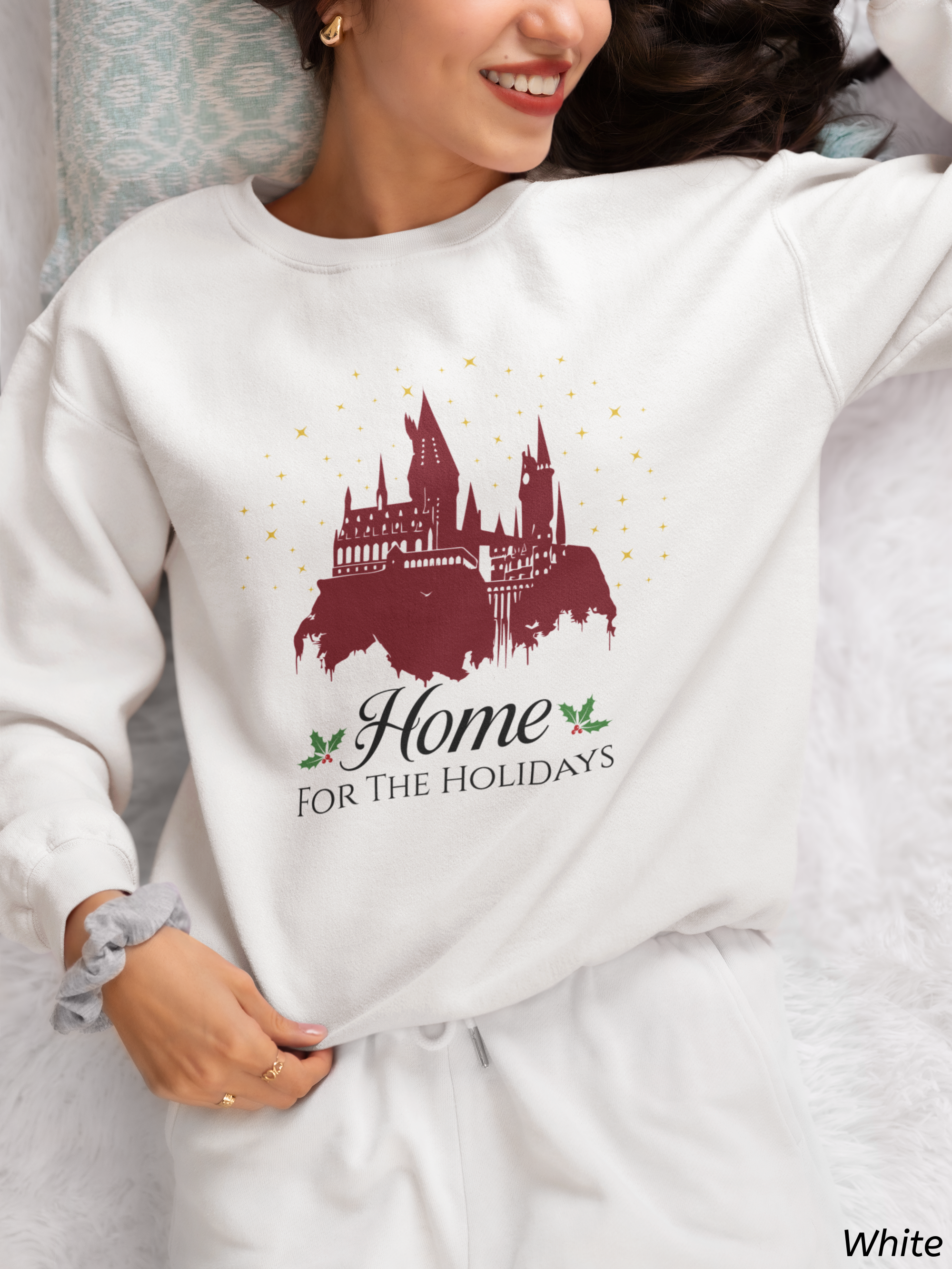 Home for the Holidays Wizard Christmas Sweatshirt- Cozy Castle Holiday Crewneck