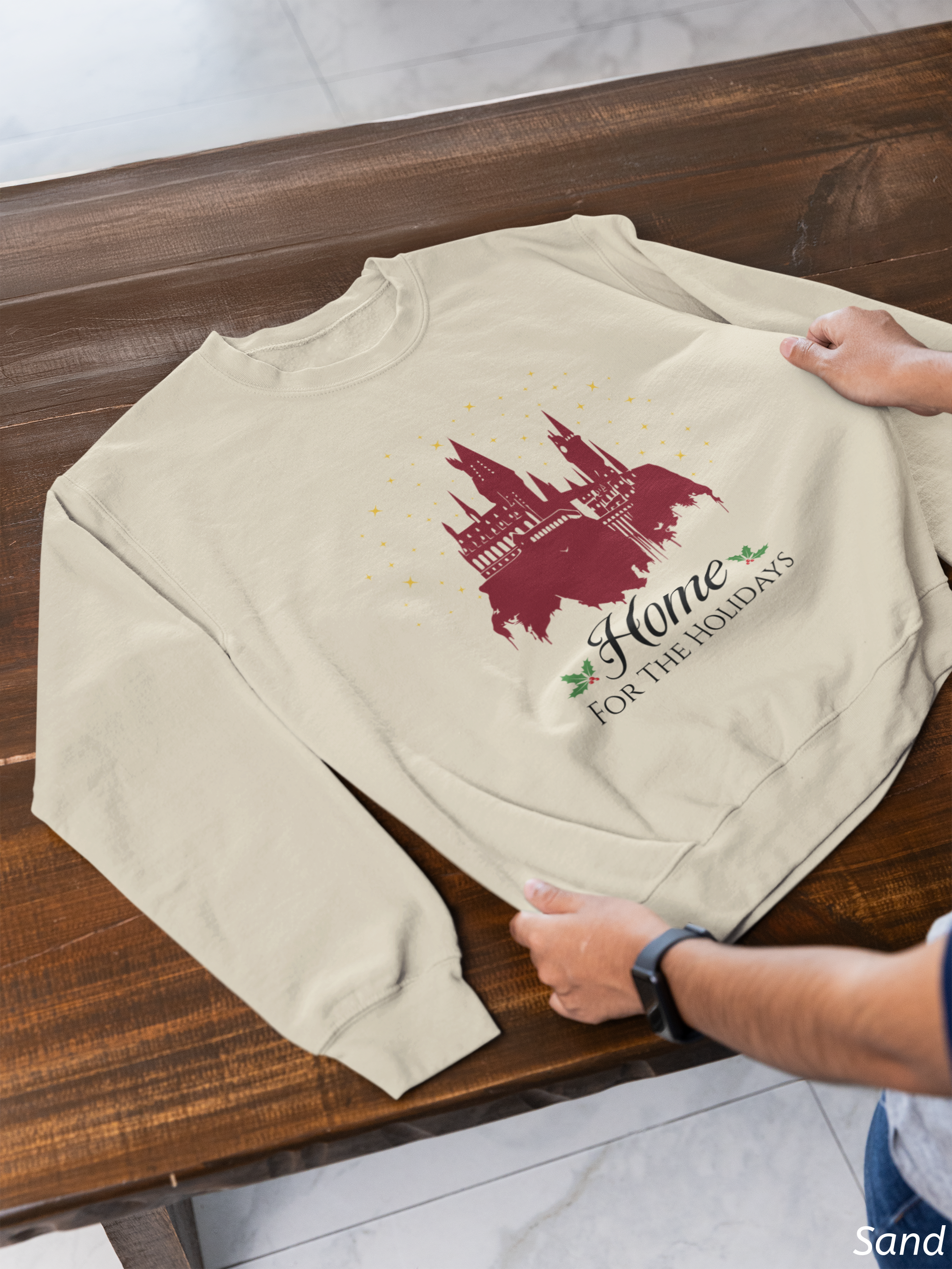 Home for the Holidays Wizard Christmas Sweatshirt- Cozy Castle Holiday Crewneck