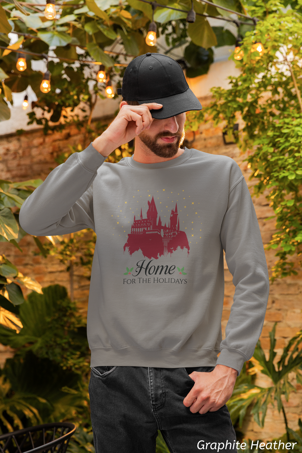 Home for the Holidays Wizard Christmas Sweatshirt- Cozy Castle Holiday Crewneck