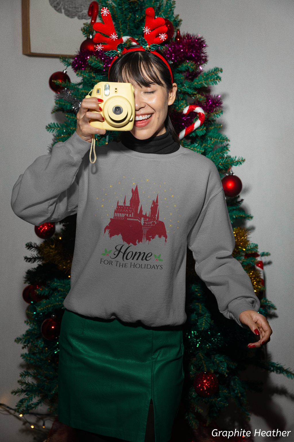 Home for the Holidays Wizard Christmas Sweatshirt- Cozy Castle Holiday Crewneck