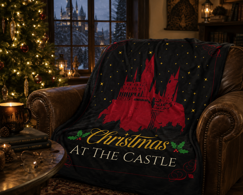 Christmas at the Castle Velveteen Plush Blanket | Holiday Castle Night Scene