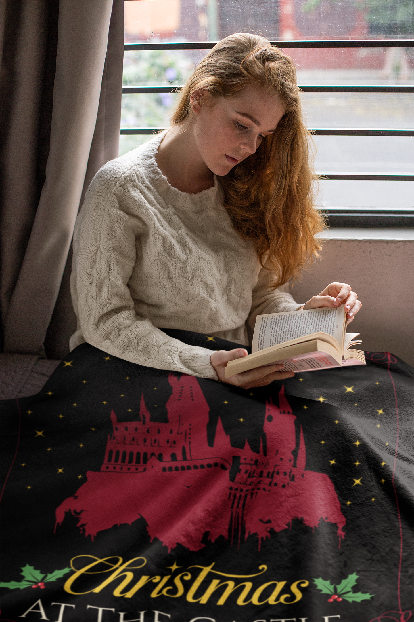 Christmas at the Castle Velveteen Plush Blanket | Holiday Castle Night Scene