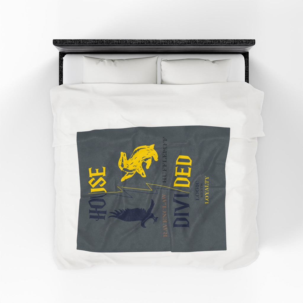 Ravenclaw Hufflepuff House Divided Blanket | Logic Meets Loyalty Throw