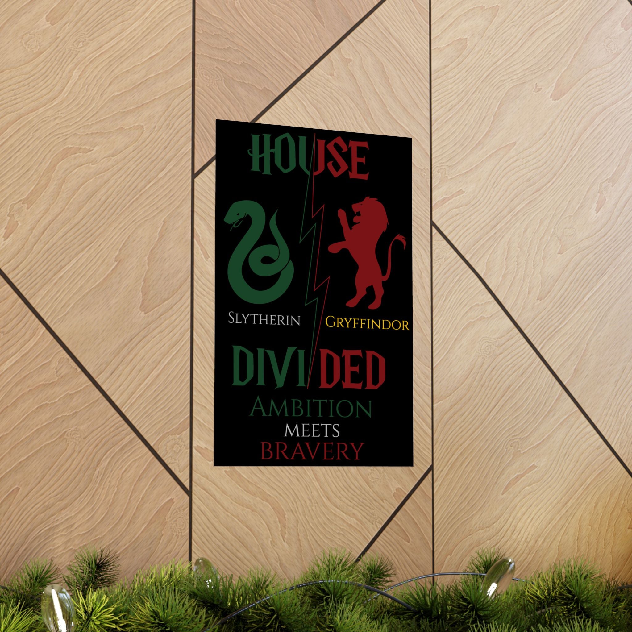 House Divided Poster – Gryffindor x Slytherin | Magical House Wall Art
