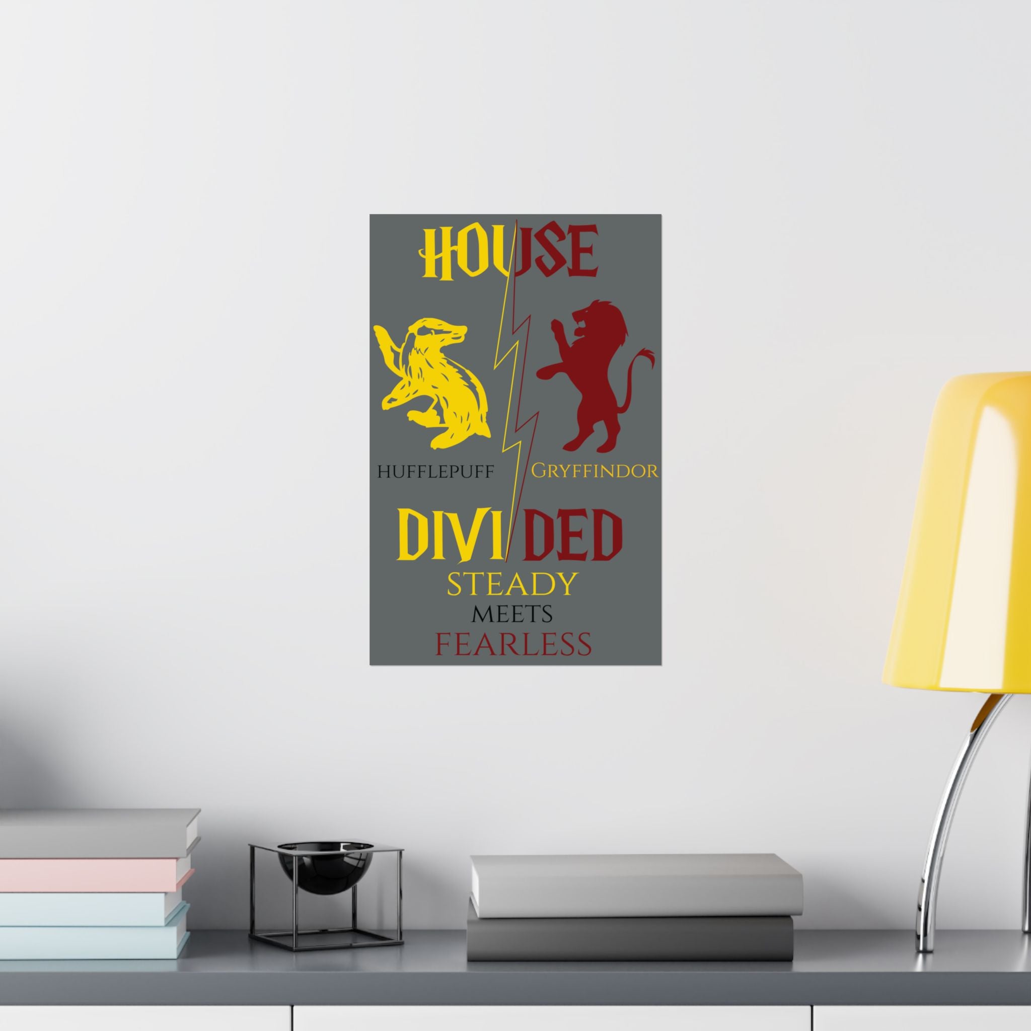 House Divided Poster – Gryffindor x Hufflepuff | Magical House Wall Art