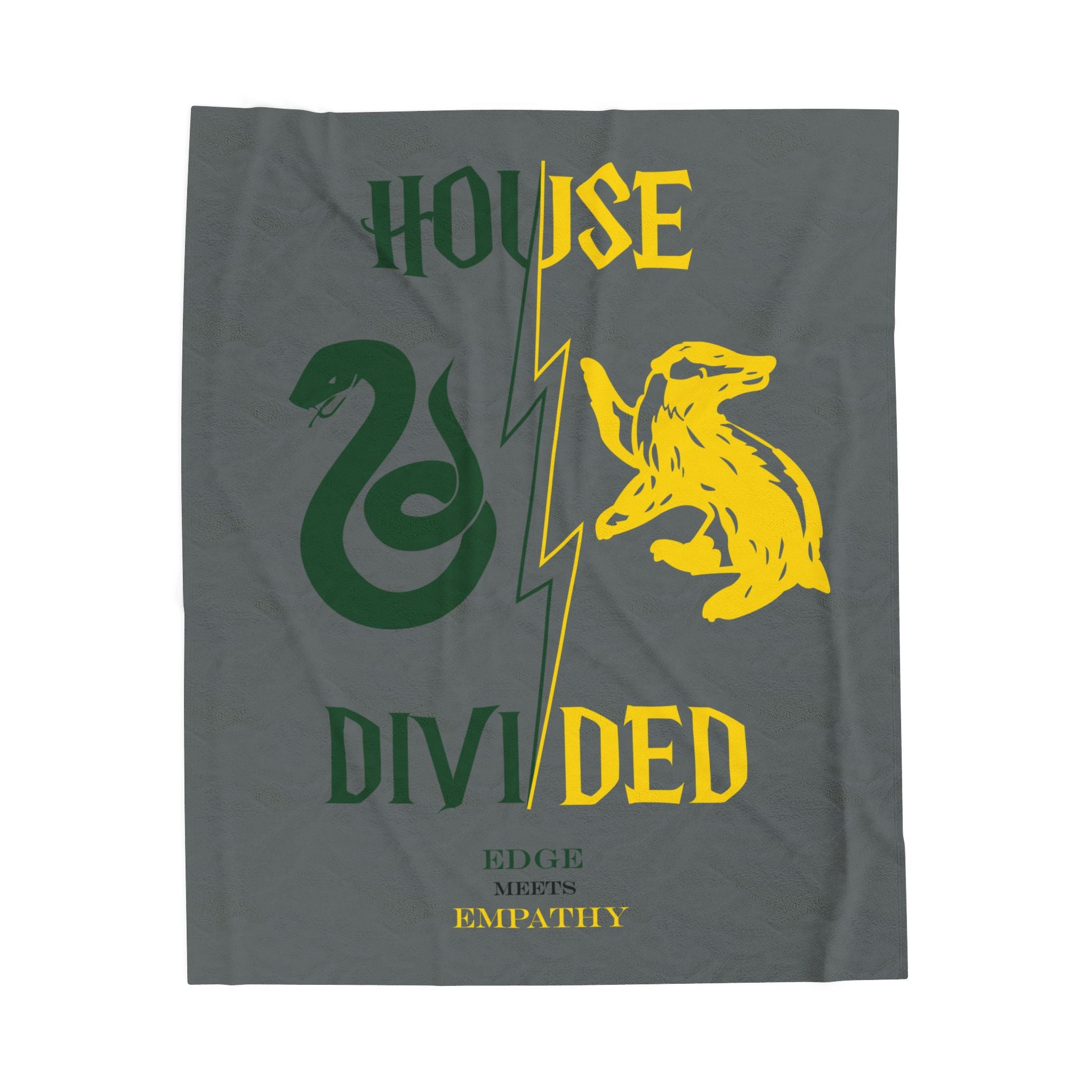 House Divided Serpent + Badger Rivalry Blanket- Edge Meets Empathy Cozy Wizardcore Throw (50x60)