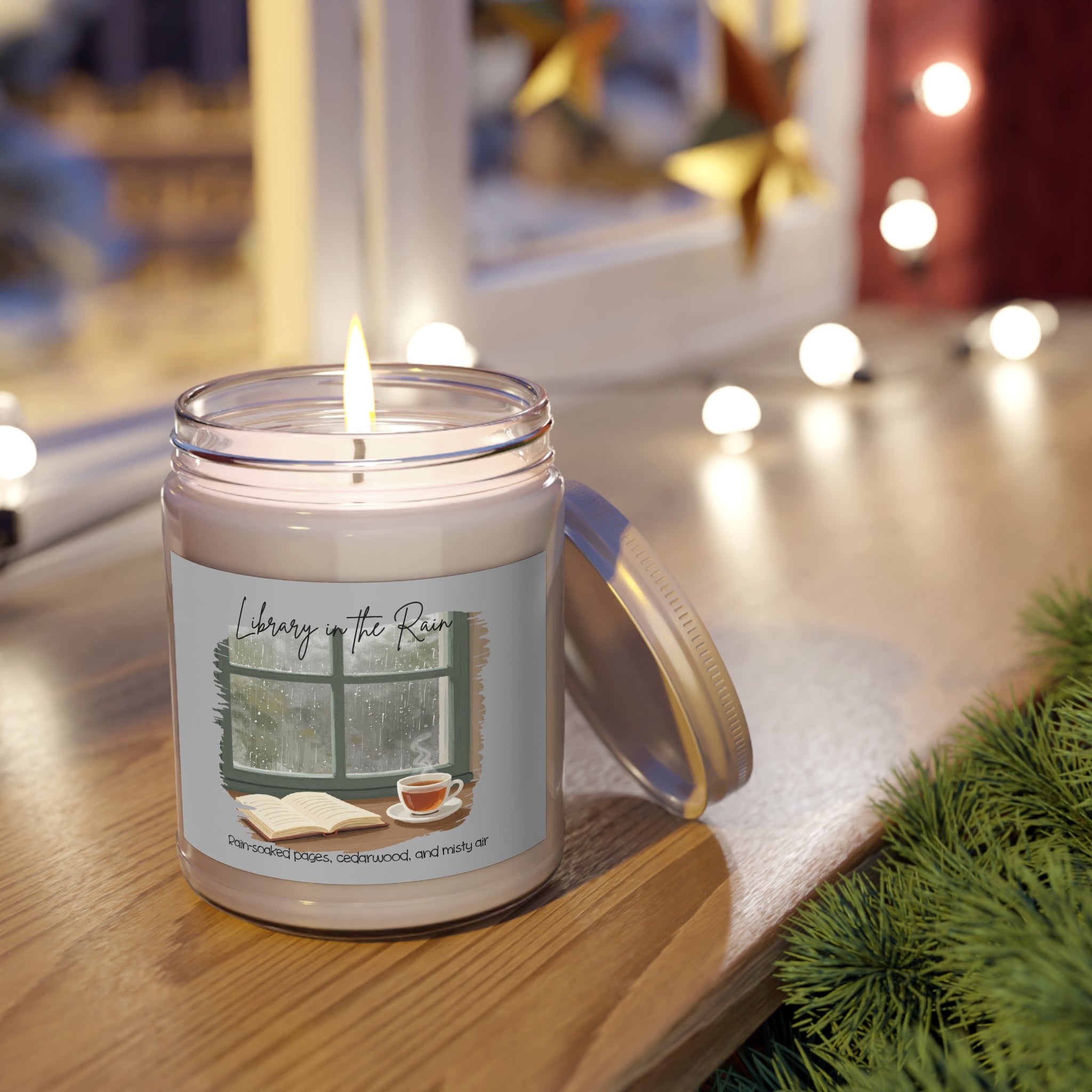 Library in the Rain Candle- Bookish Rainy Day Soy Candle for Readers