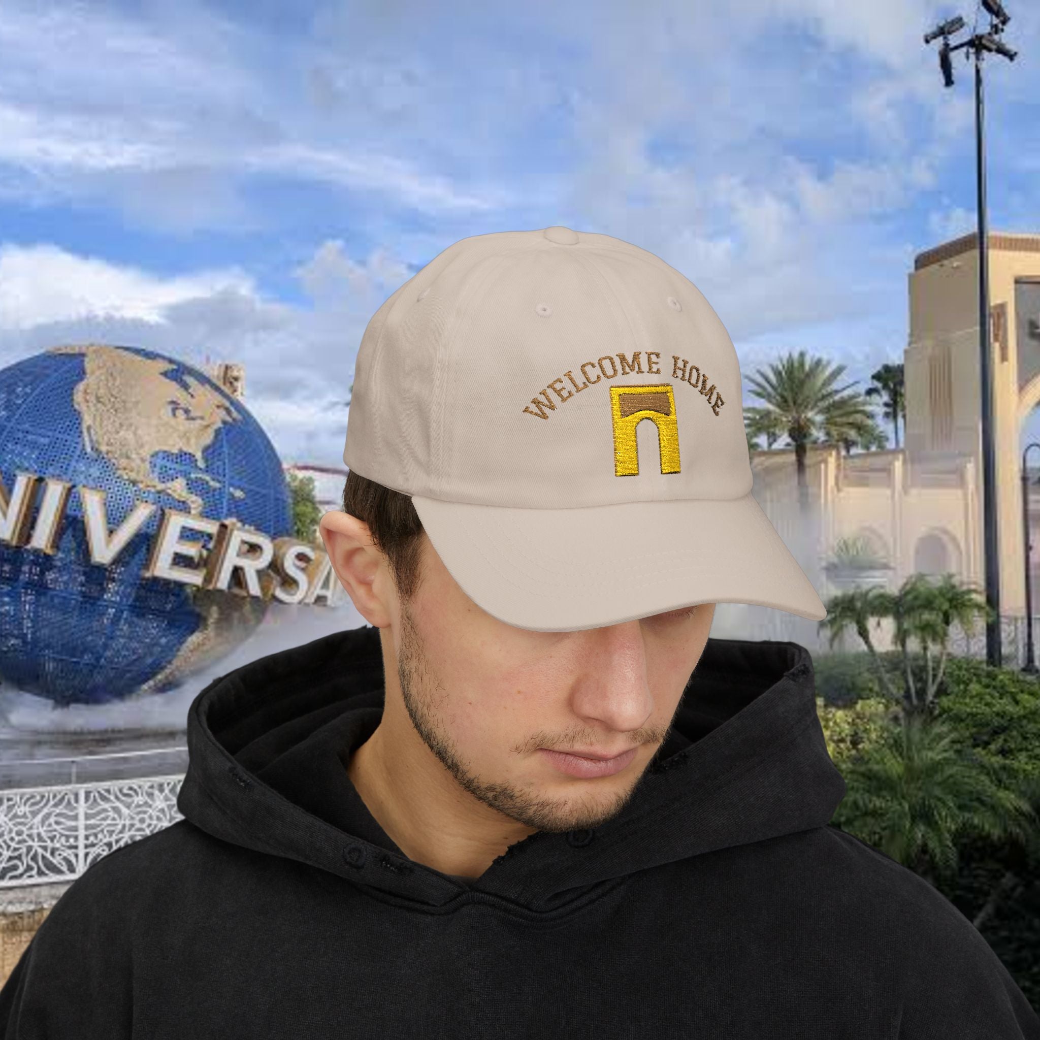 Welcome Home Hat- Embroidered Arch Theme Park Inspired Dad Cap