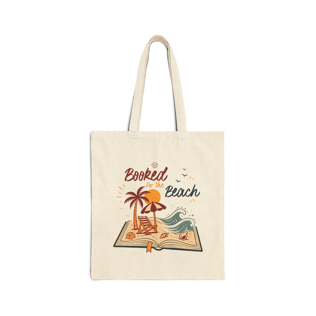Booked for the Beach Tote Bag- Book Lover Canvas Tote
