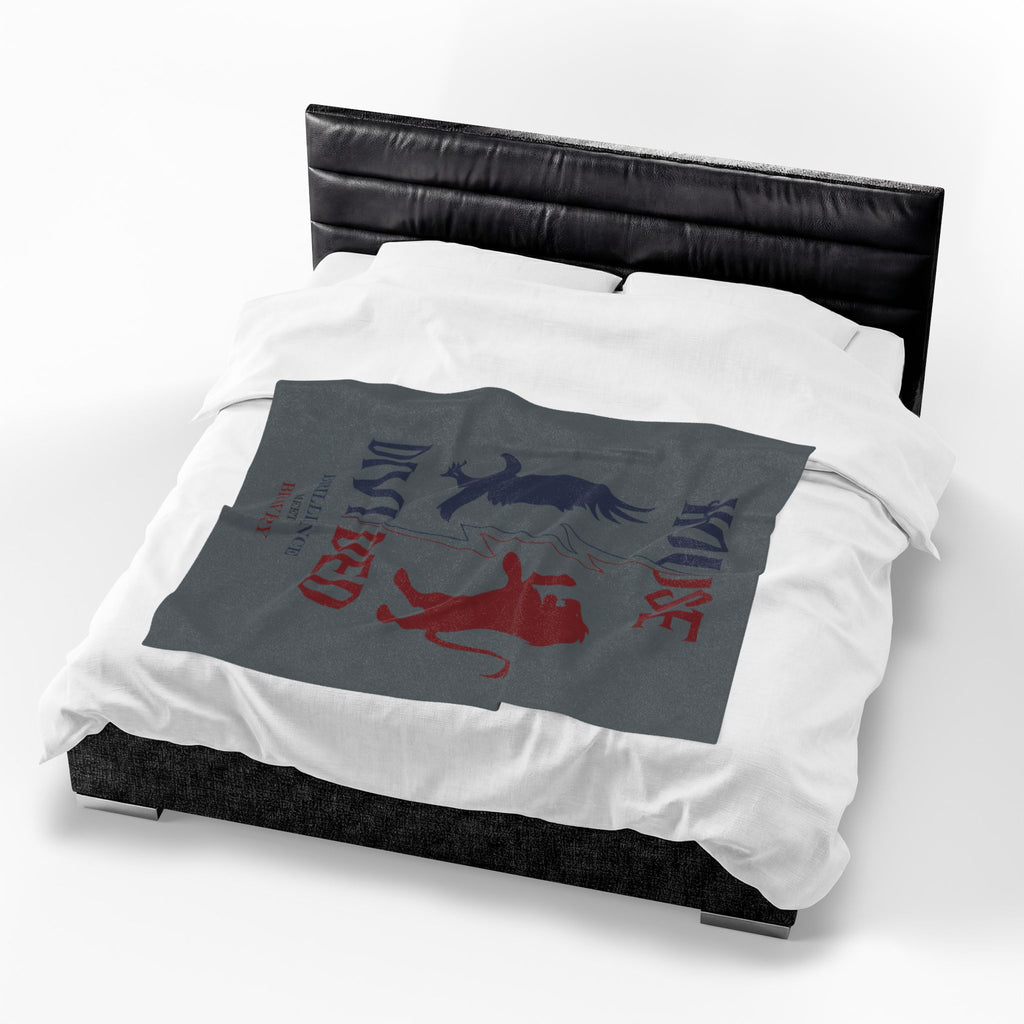 House Divided Raven + Lion Rivalry Blanket- Brilliance Meets Bravery Cozy Wizardcore Throw (50x60)