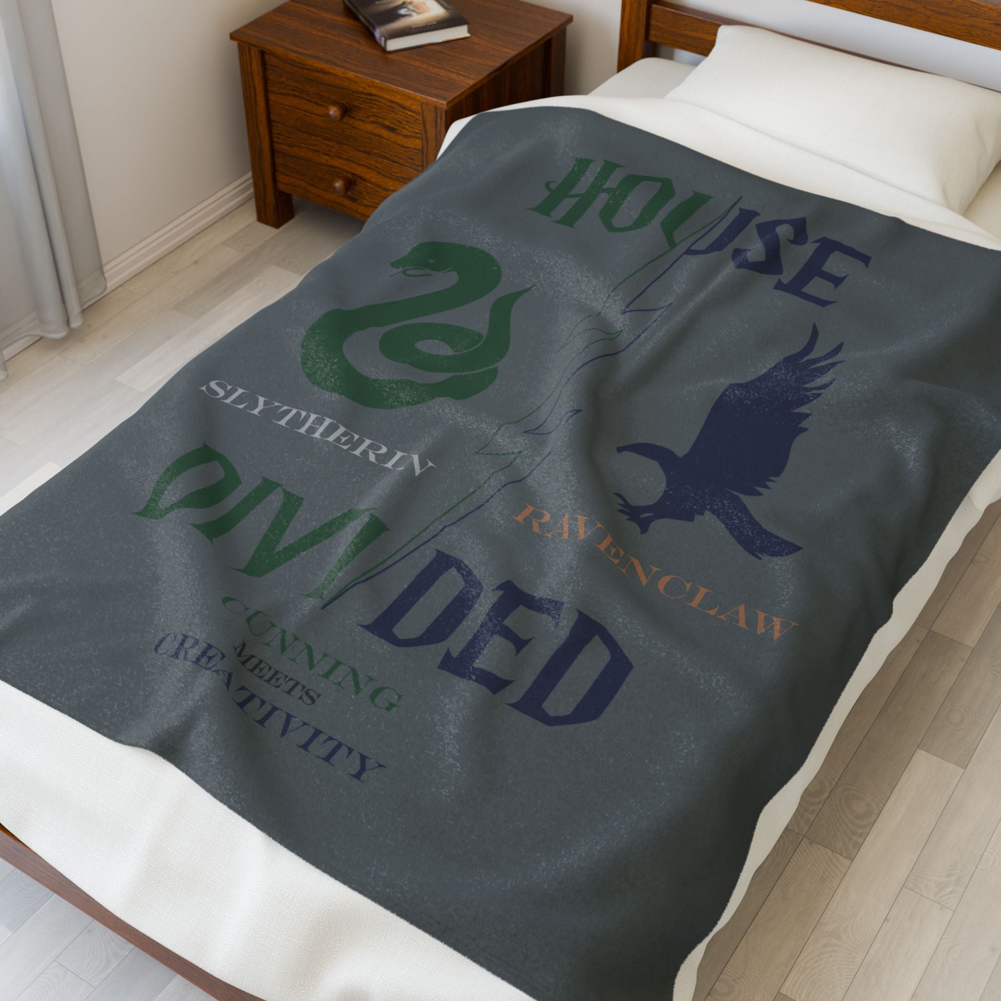 Ravenclaw Slytherin House Divided Blanket | Cunning Meets Creativity Throw