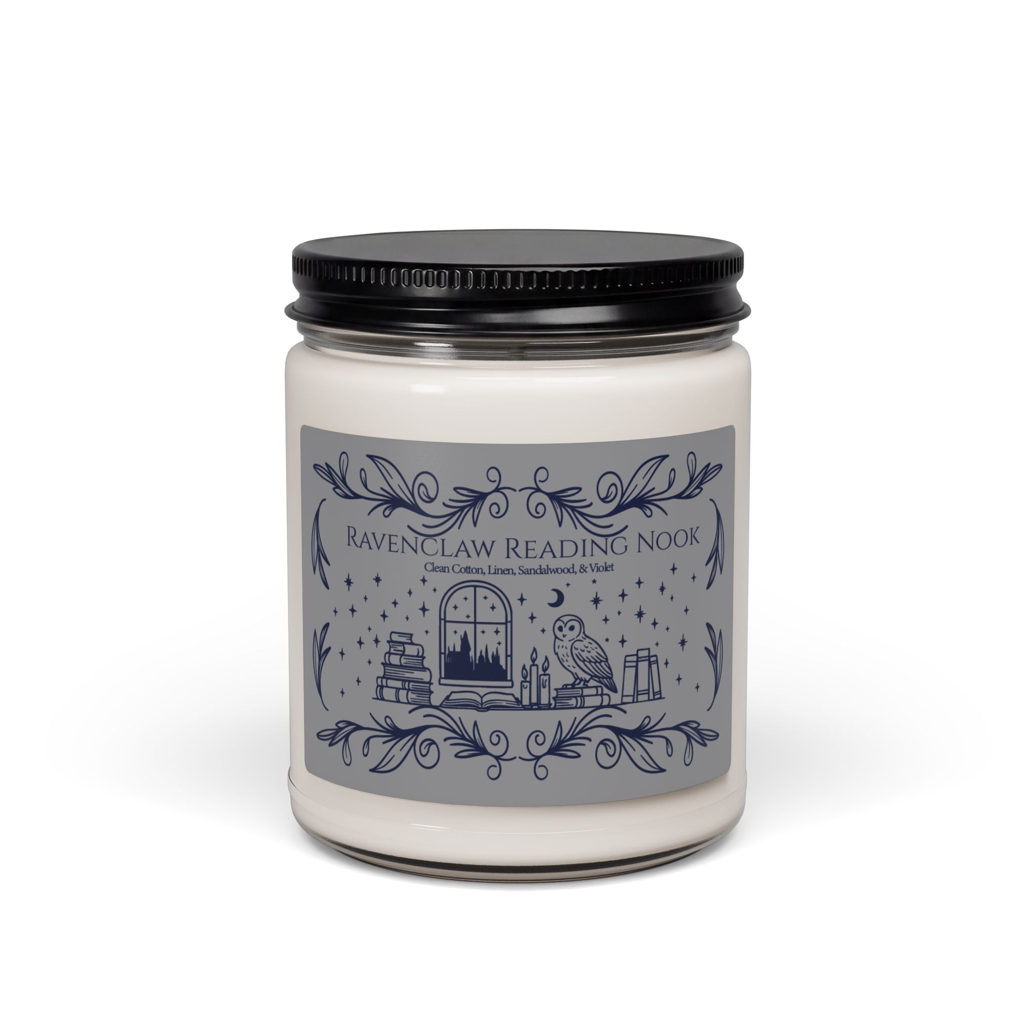 Raven House Reading Nook- Clean Cotton + Sandalwood Soy Candle, Cozy Bookish Scent