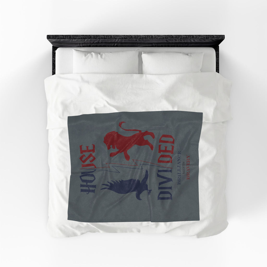 House Divided Raven + Lion Rivalry Blanket- Brilliance Meets Bravery Cozy Wizardcore Throw (50x60)