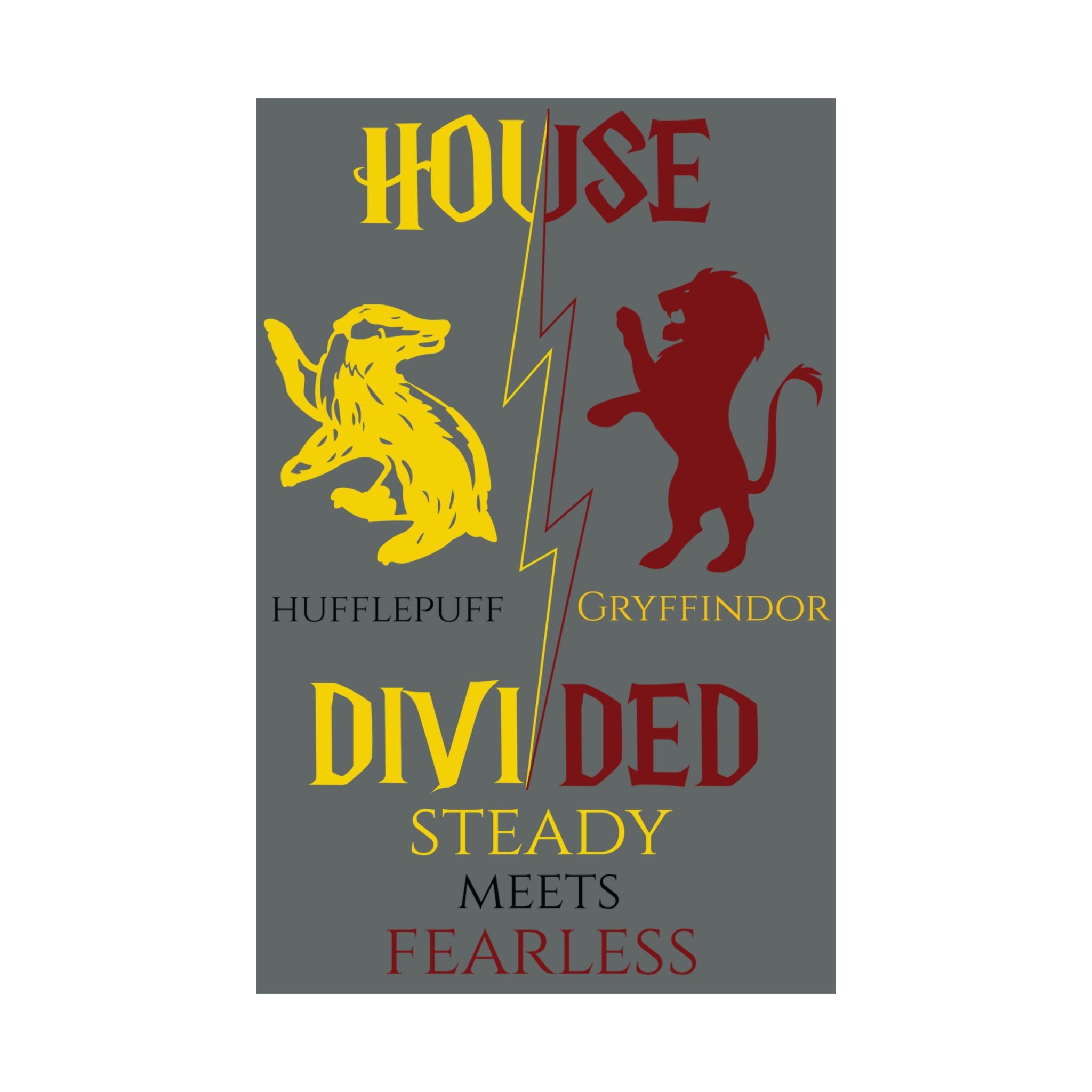 House Divided Poster – Gryffindor x Hufflepuff | Magical House Wall Art