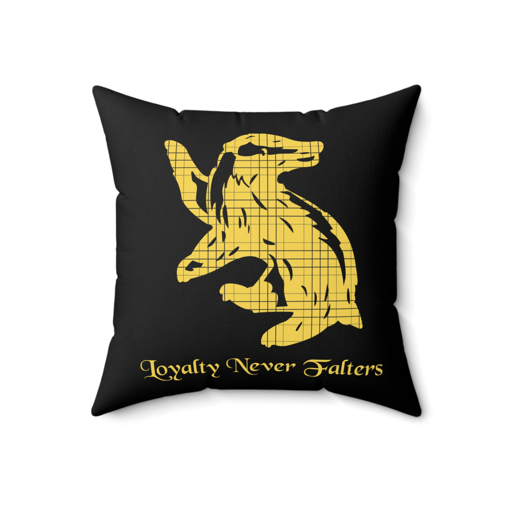 Hufflepuff Plaid Badger Pillow- Loyalty Never Falters- Cozy Hogwarts House Decor
