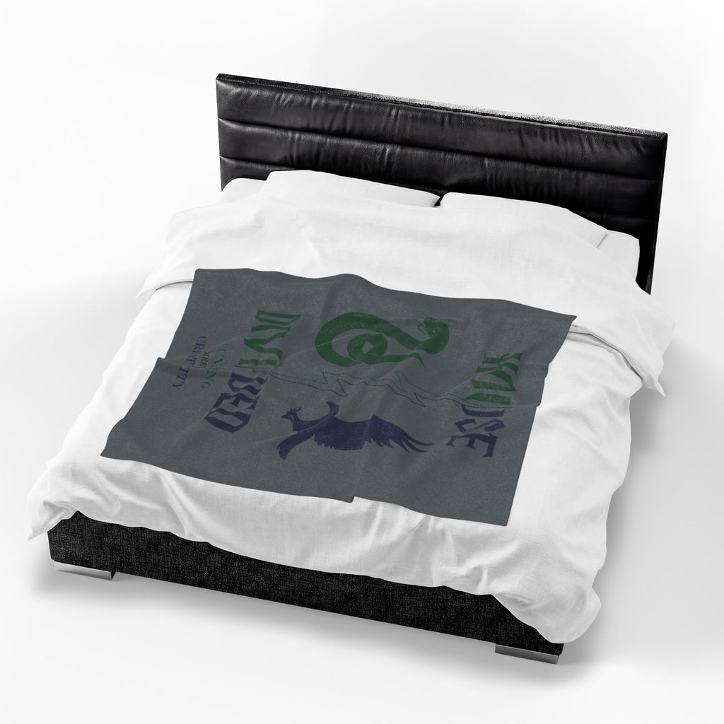 House Divided Serpent + Raven Rivalry Blanket- Cunning Meets Creativity Wizardcore Cozy Throw (50x60)