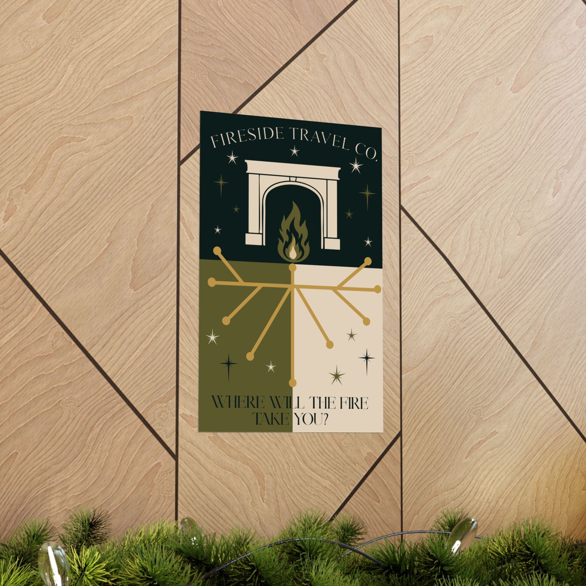 Fireside Travel Co Poster- 11x17 Mid Century Modern Wizarding Wall Art