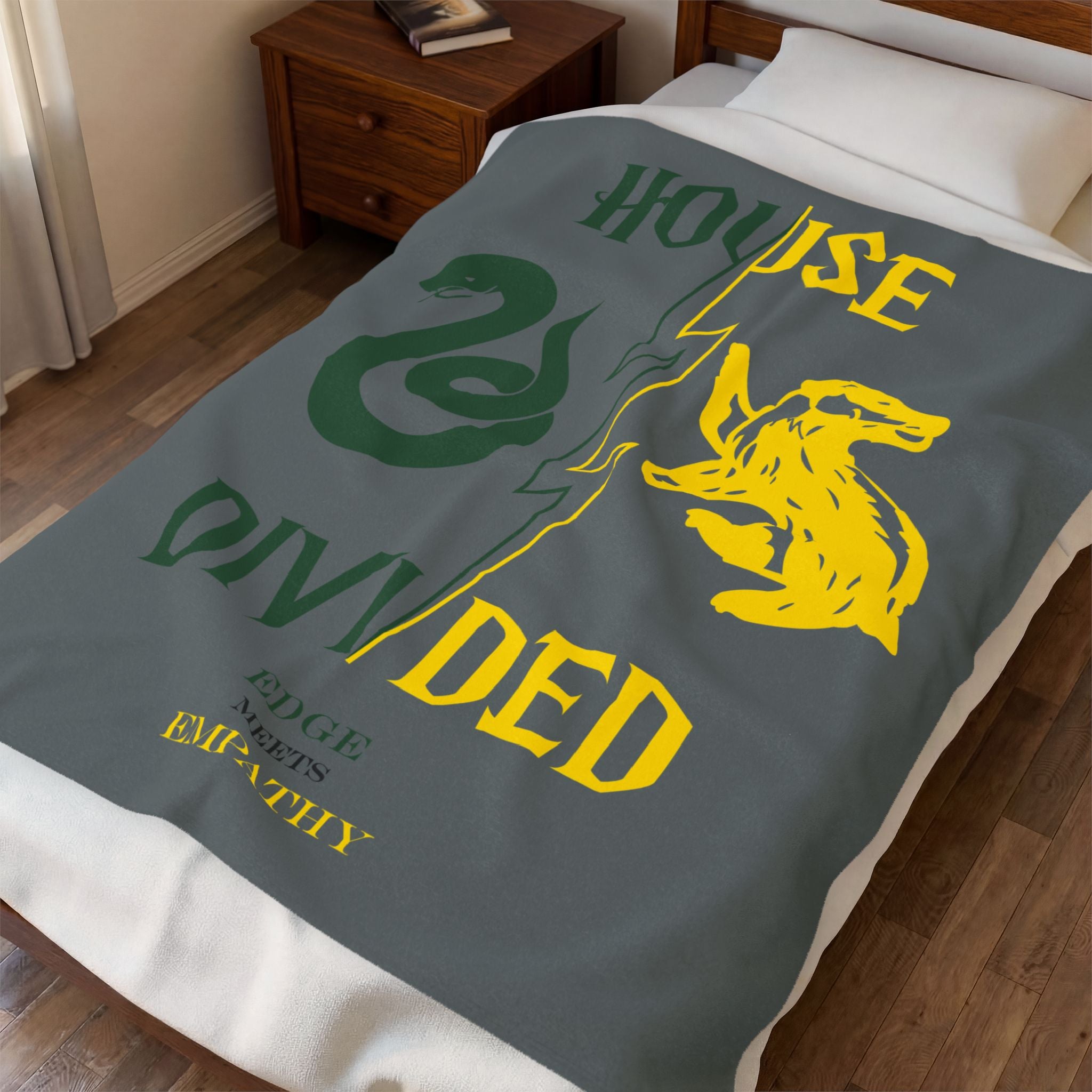 House Divided Serpent + Badger Rivalry Blanket- Edge Meets Empathy Cozy Wizardcore Throw (50x60)