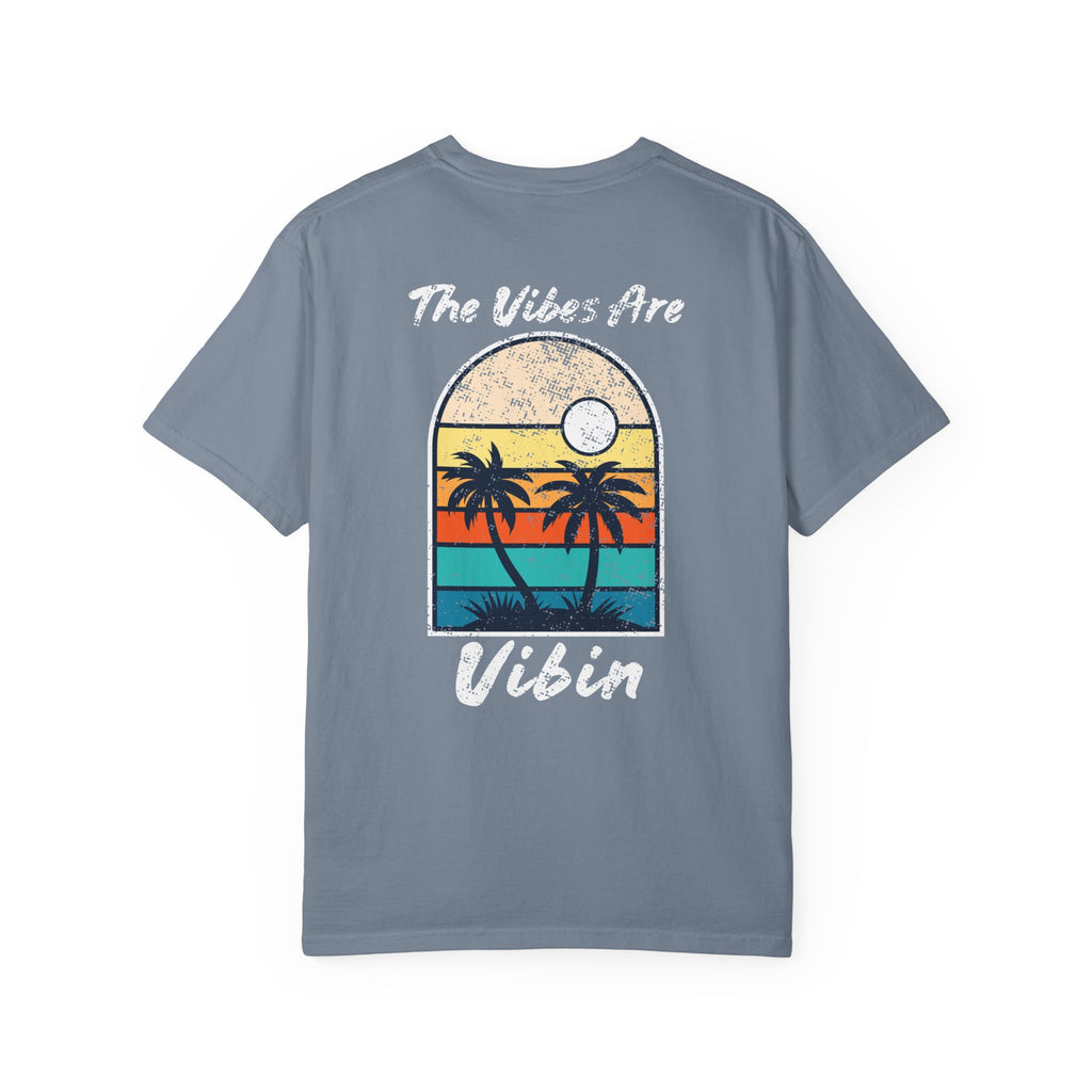 The Vibes Are Vibin Tee- Retro Palm Sunset, Beach Vibes Tee