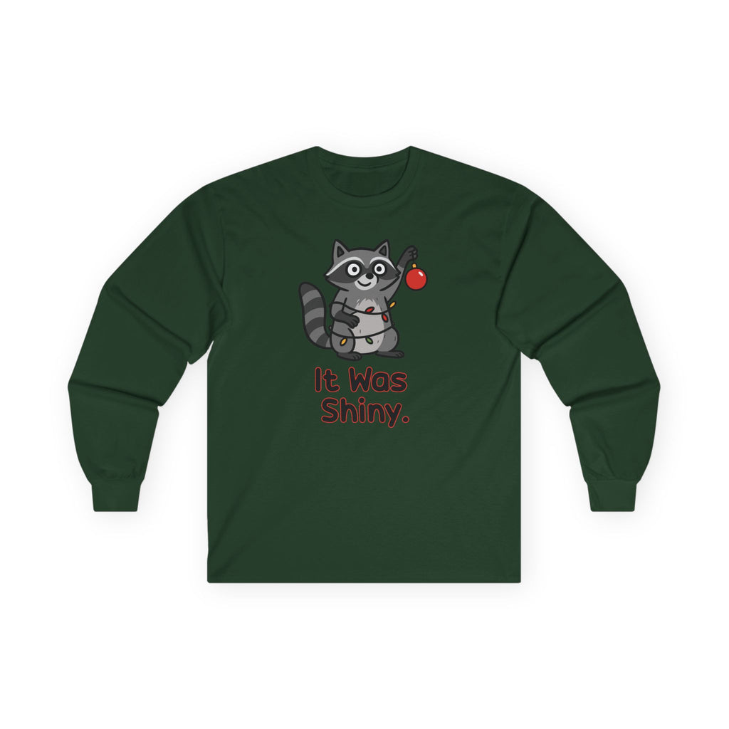 It Was Shiny Funny Christmas Long Sleeve Shirt- Cute Raccoon Holiday Shirt