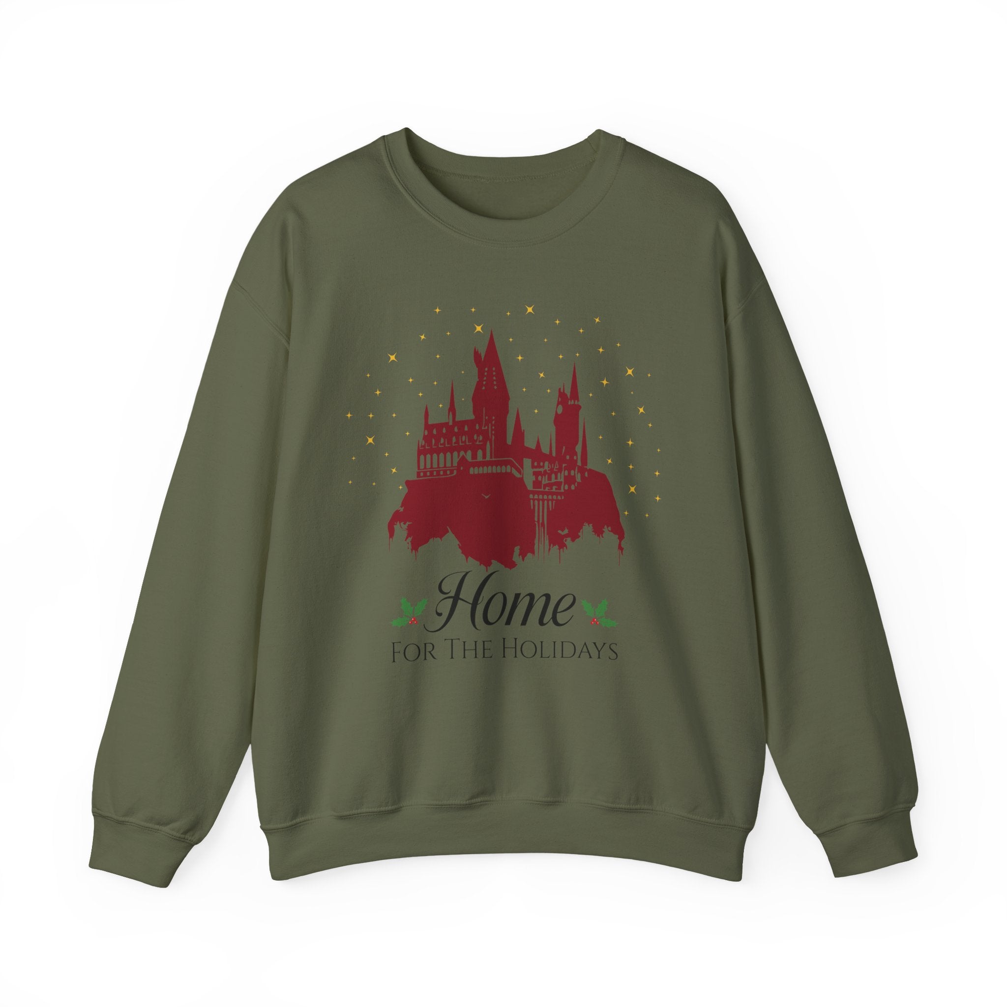 Home for the Holidays Wizard Christmas Sweatshirt- Cozy Castle Holiday Crewneck