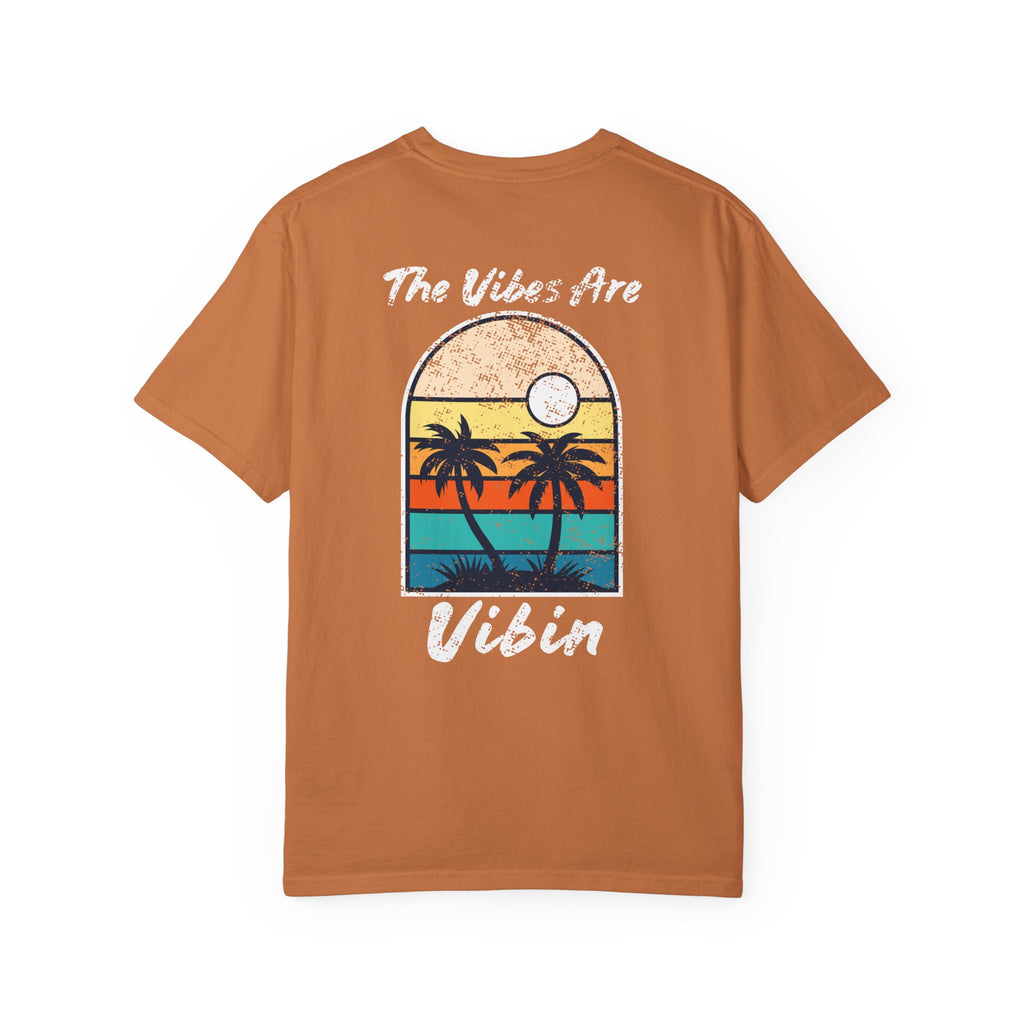 The Vibes Are Vibin Tee- Retro Palm Sunset, Beach Vibes Tee