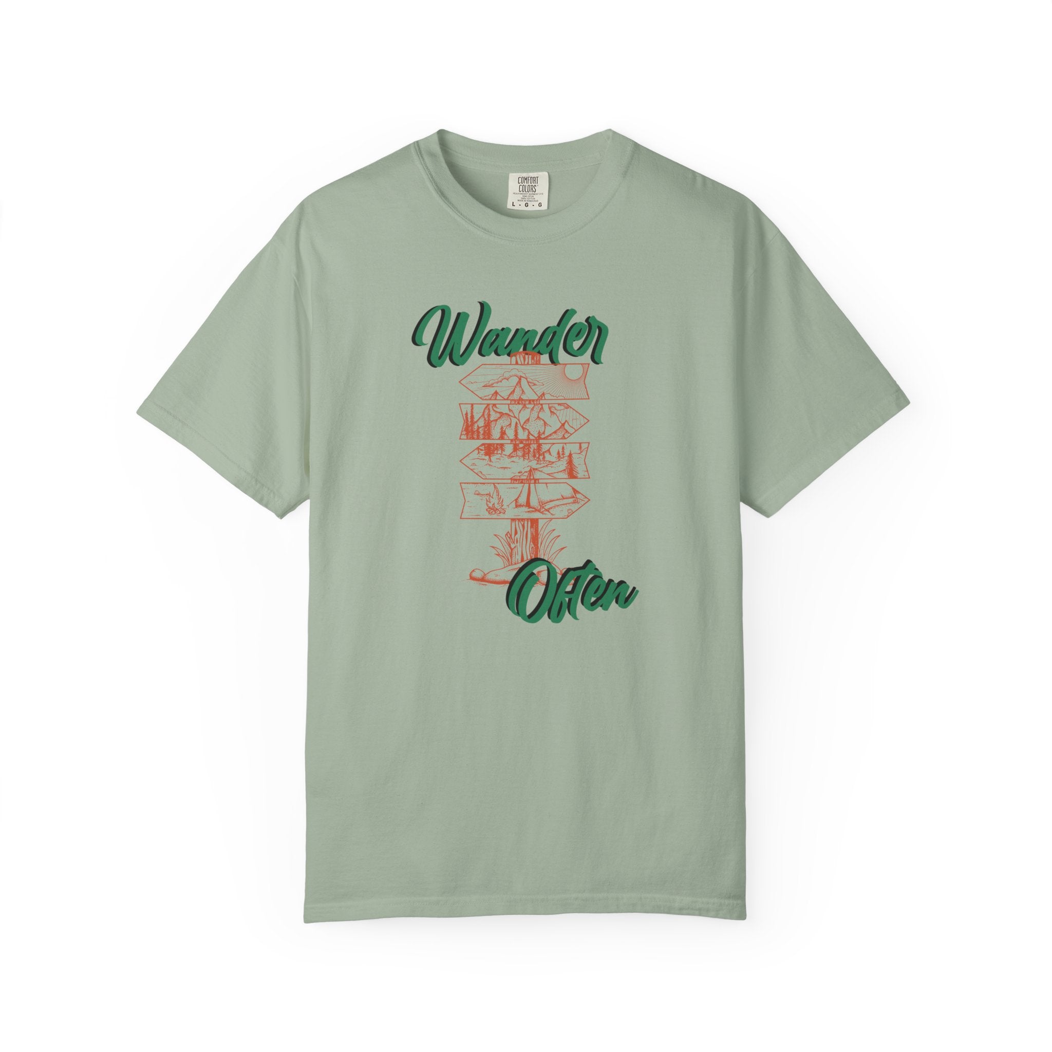 Wander Often Tee- Hiking Shirt, Rustic Signpost Adventure Graphic