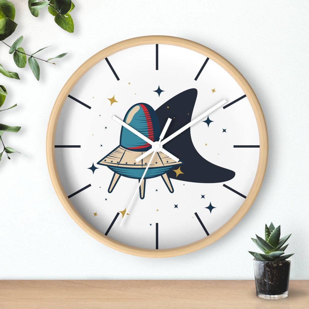 Retro UFO Wall Clock- Mid Century Modern Space Clock, Atomic Age Décor