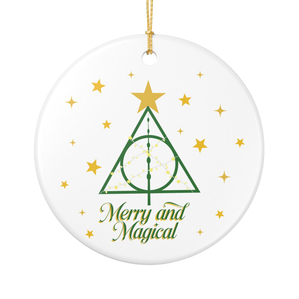 Merry and Magical Ornament- Wizard Inspired Ceramic Christmas Ornament