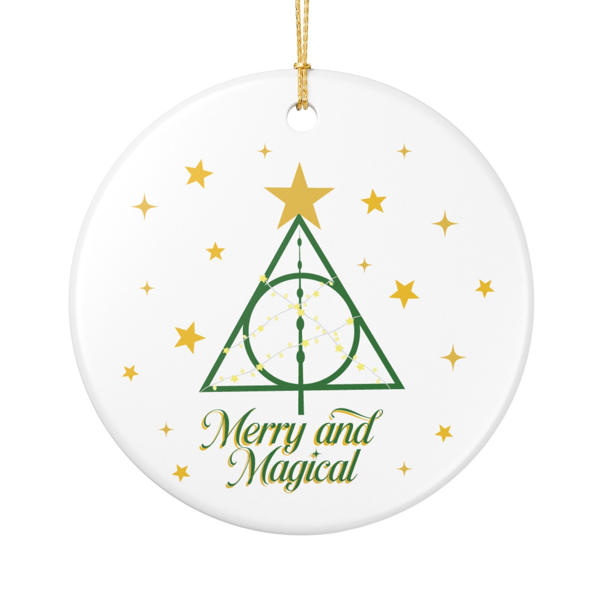 Merry and Magical Ornament- Wizard Inspired Ceramic Christmas Ornament