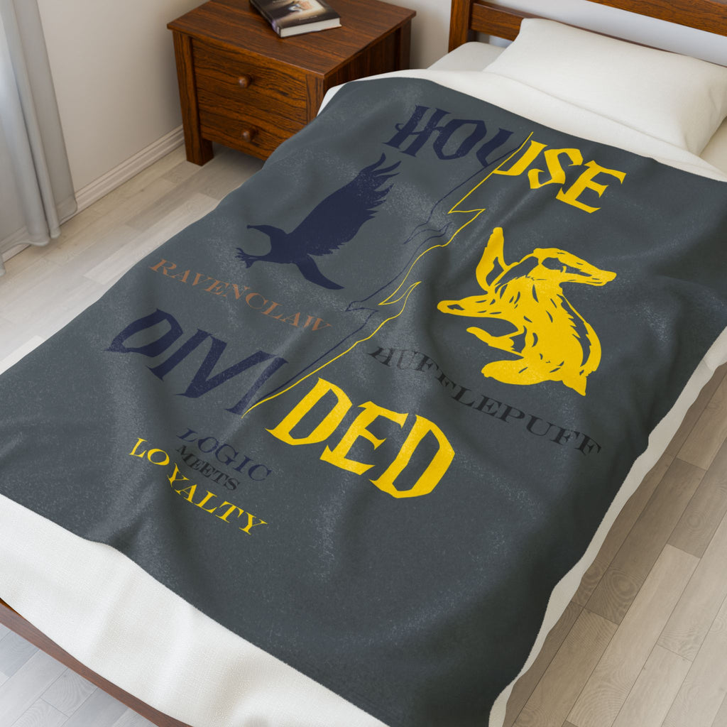Ravenclaw Hufflepuff House Divided Blanket | Logic Meets Loyalty Throw