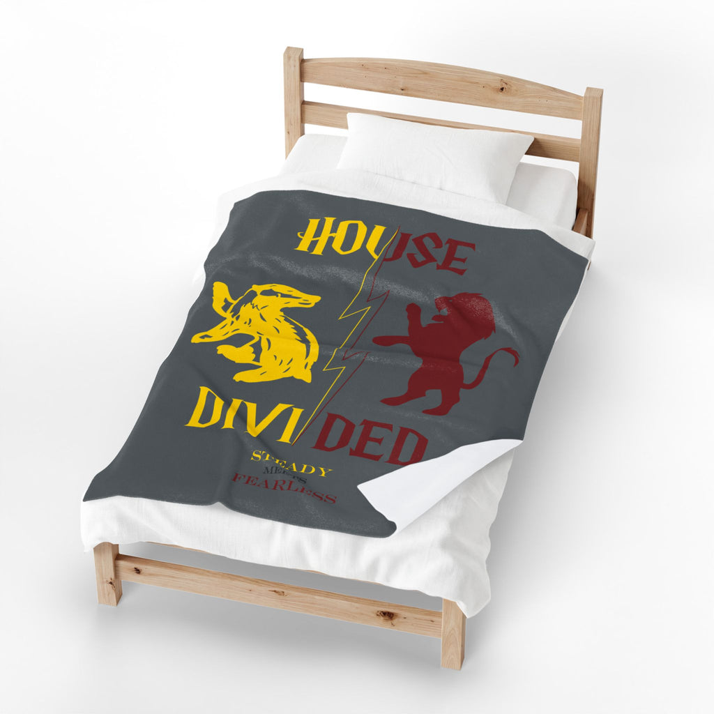 House Divided Badger + Lion Rivalry Blanket- Steady Meets Fearless Wizardcore Cozy Throw (50x60)