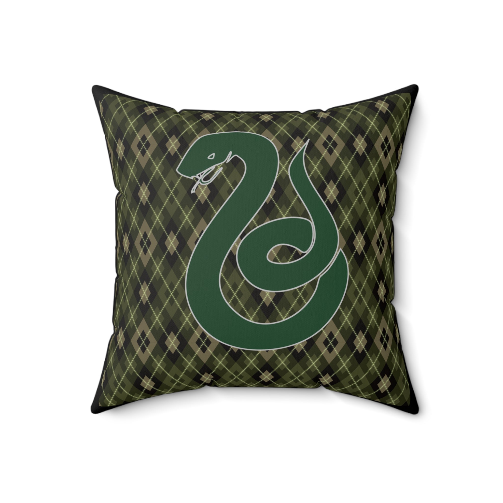Slytherin Argyle Snake Pillow- Ambition Never Rests- Elegant Hogwarts House Decor