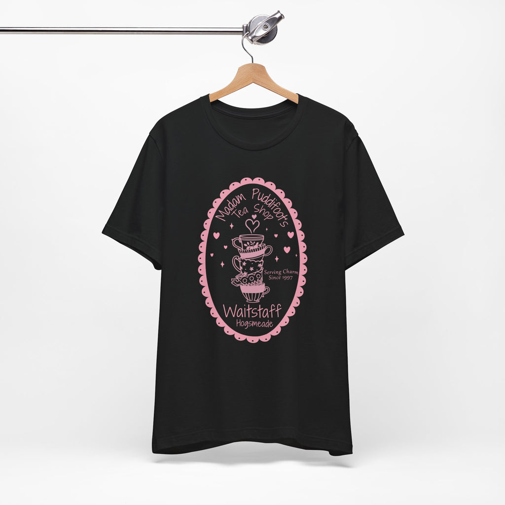 Enchanted Tea Shop Waitstaff Shirt- Cozy Teacup Heart Graphic