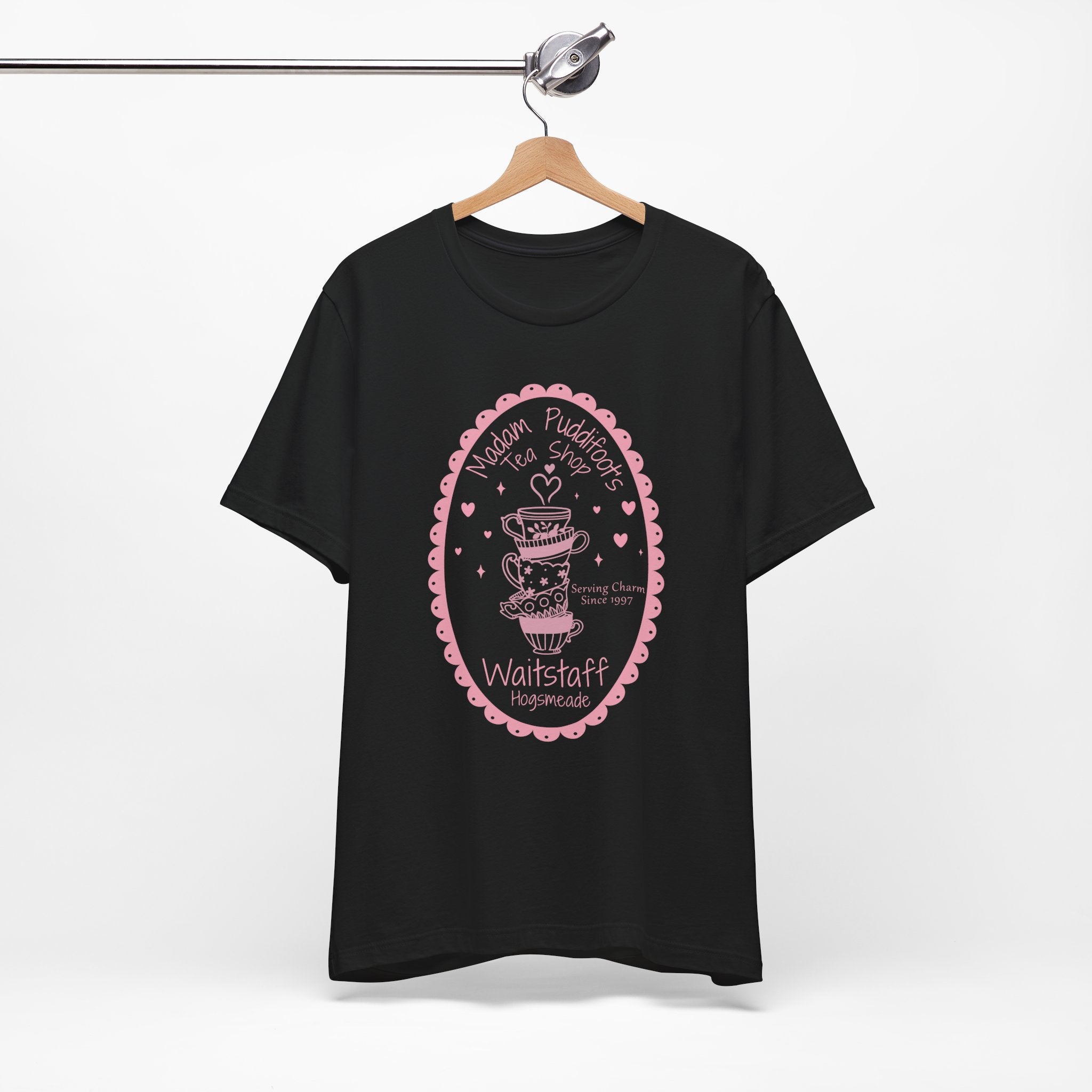 Enchanted Tea Shop Waitstaff Shirt- Cozy Teacup Heart Graphic