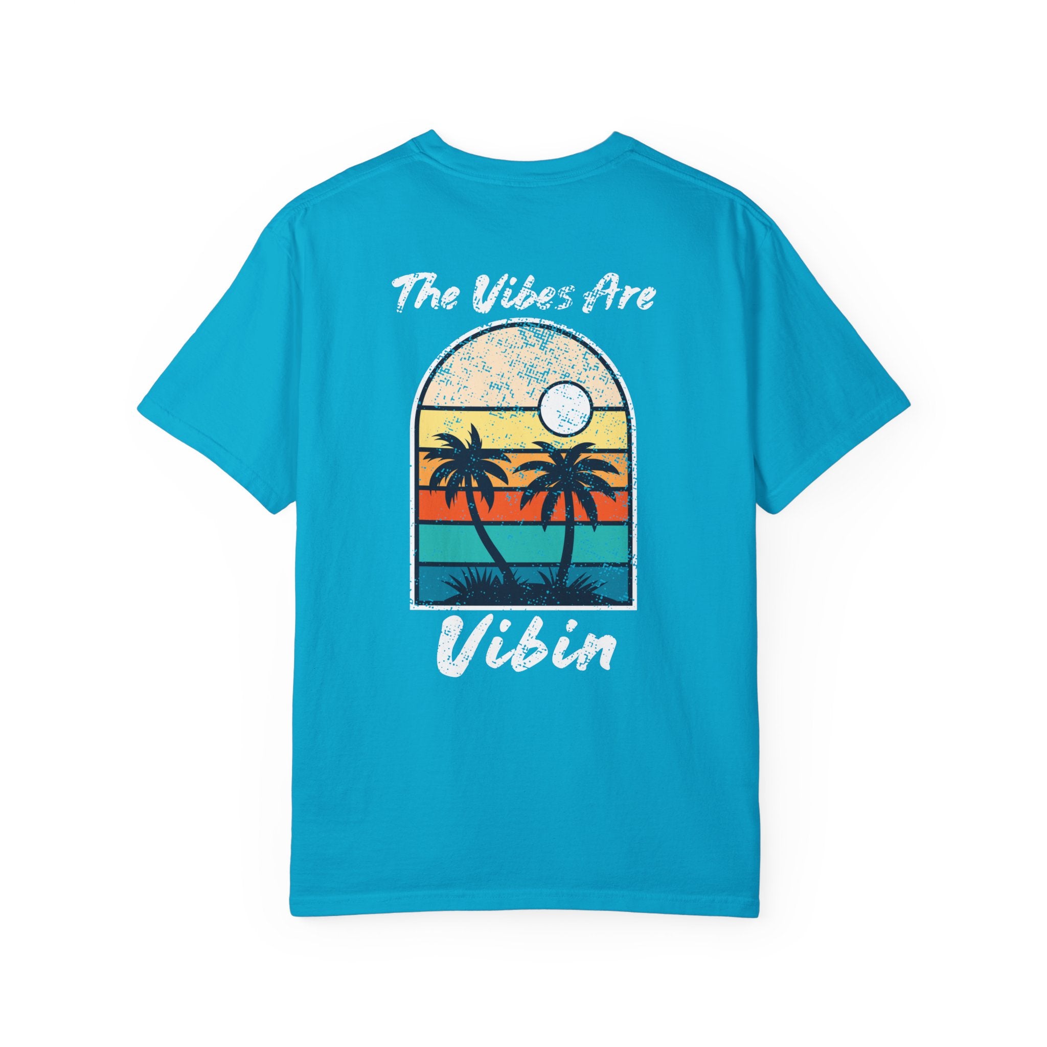 The Vibes Are Vibin Tee- Retro Palm Sunset, Beach Vibes Tee