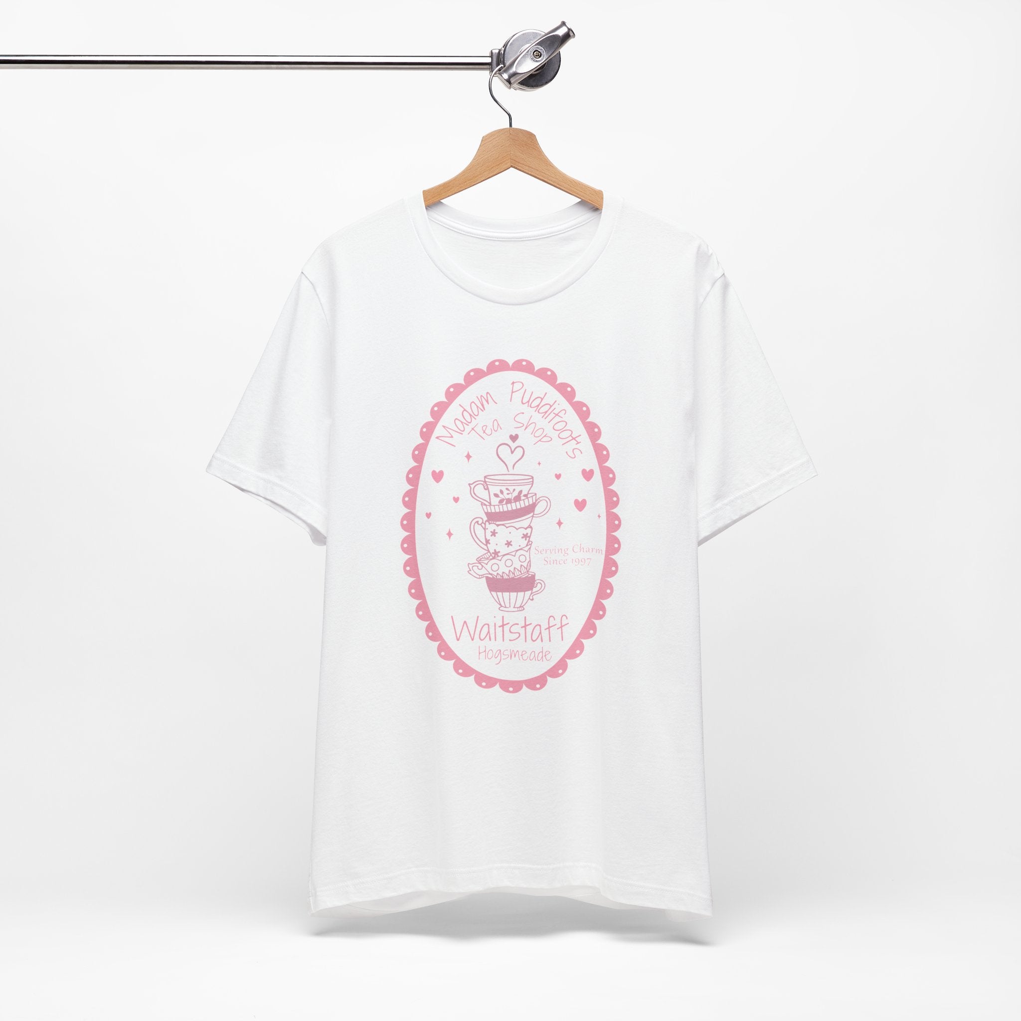 Enchanted Tea Shop Waitstaff Shirt- Cozy Teacup Heart Graphic