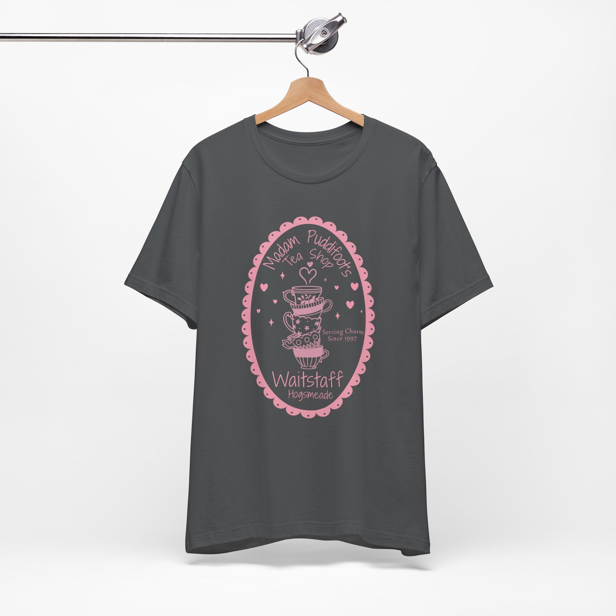 Enchanted Tea Shop Waitstaff Shirt- Cozy Teacup Heart Graphic