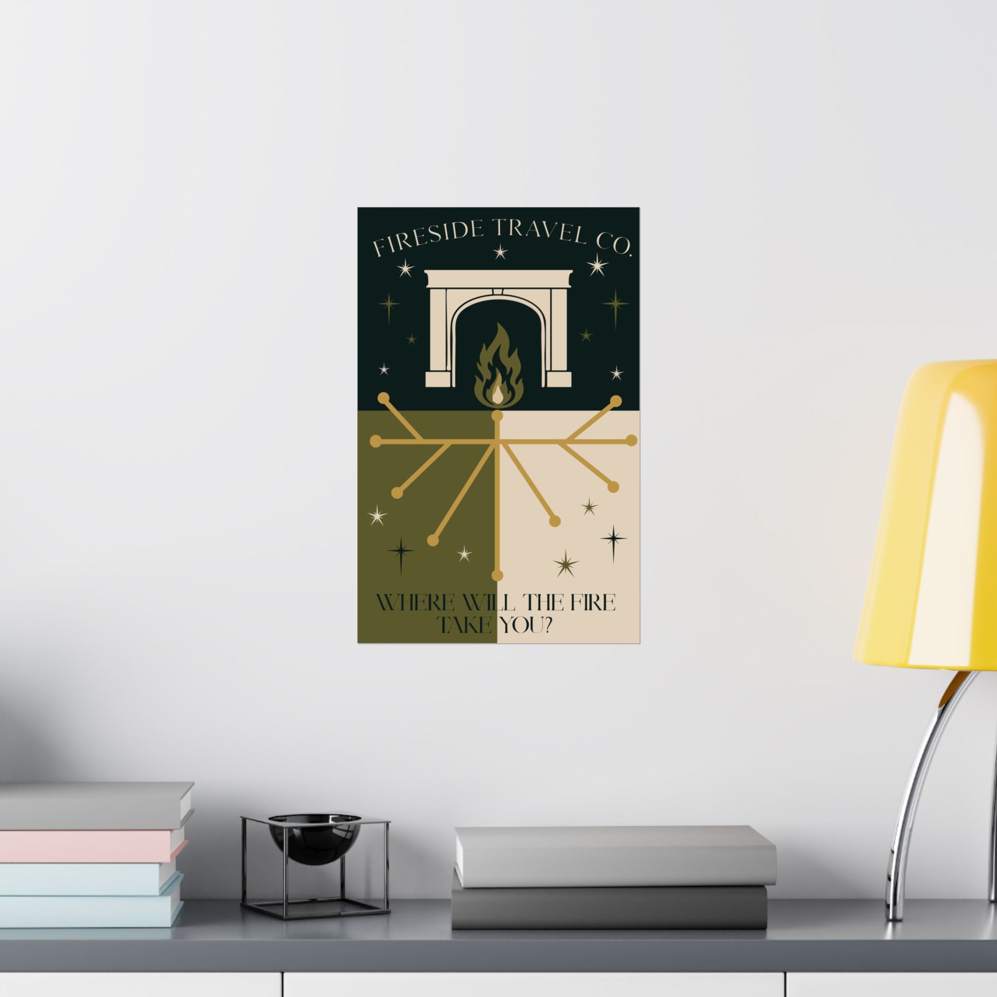 Fireside Travel Co Poster- 11x17 Mid Century Modern Wizarding Wall Art