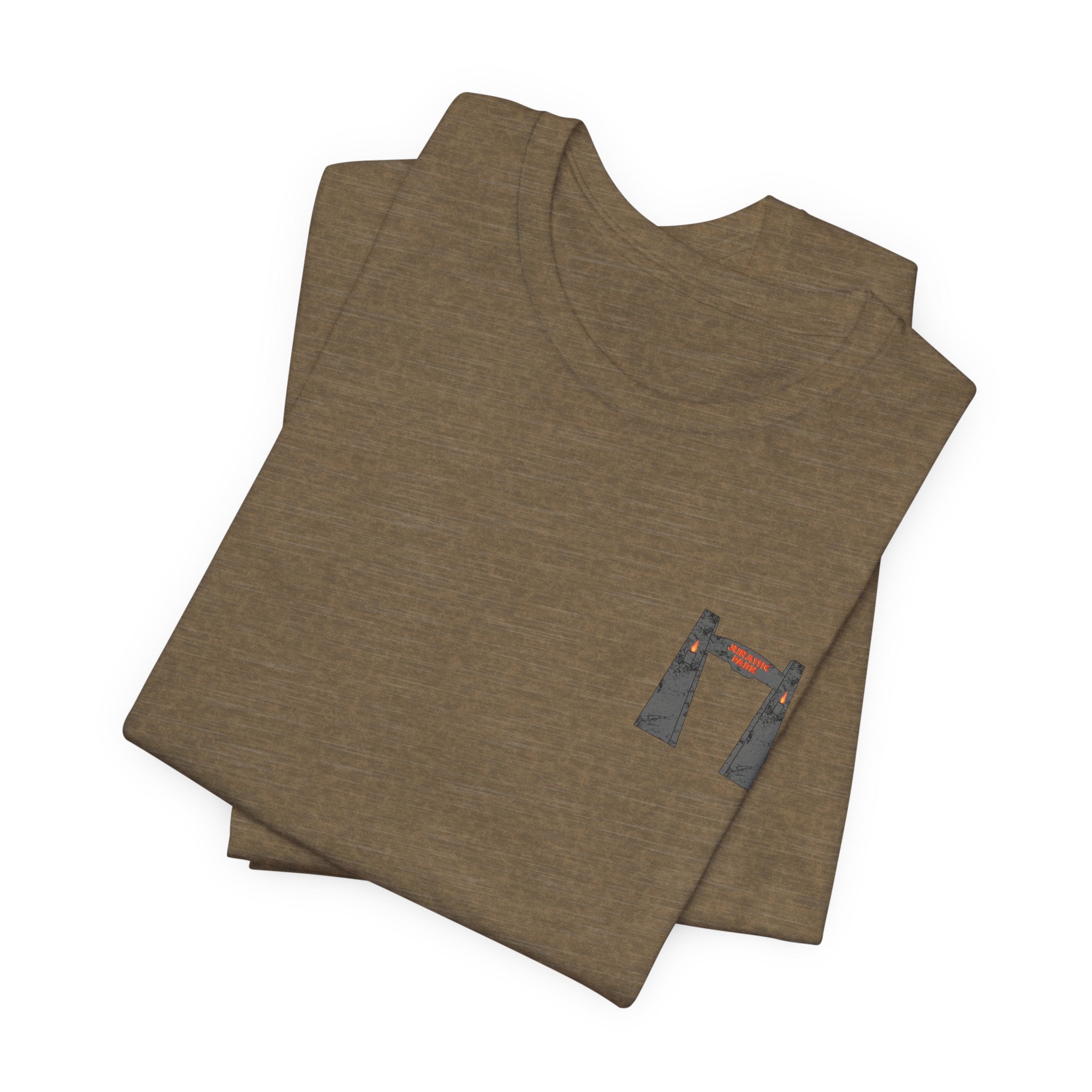 Jurassic Park Gates Shirt- Dinosaur Theme Park Tee, Double Sided T-Rex Jungle Graphic