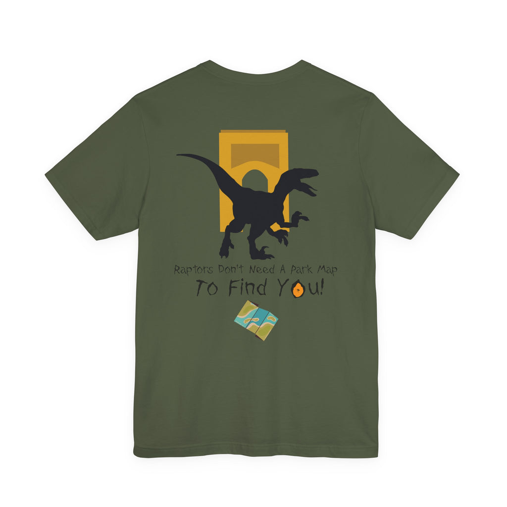 Raptor Park Day Shirt- Universal Inspired Dinosaur Tee, Double-Sided Jurassic Design