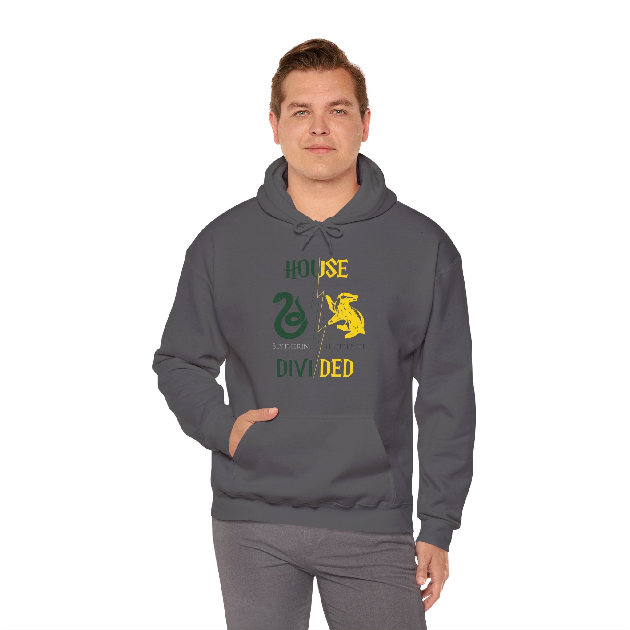 House Divided Hoodie – Slytherin x Hufflepuff | Magical Rivalry Sweatshirt