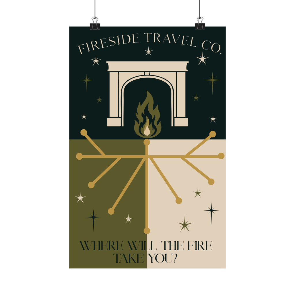 Fireside Travel Co Poster- 11x17 Mid Century Modern Wizarding Wall Art