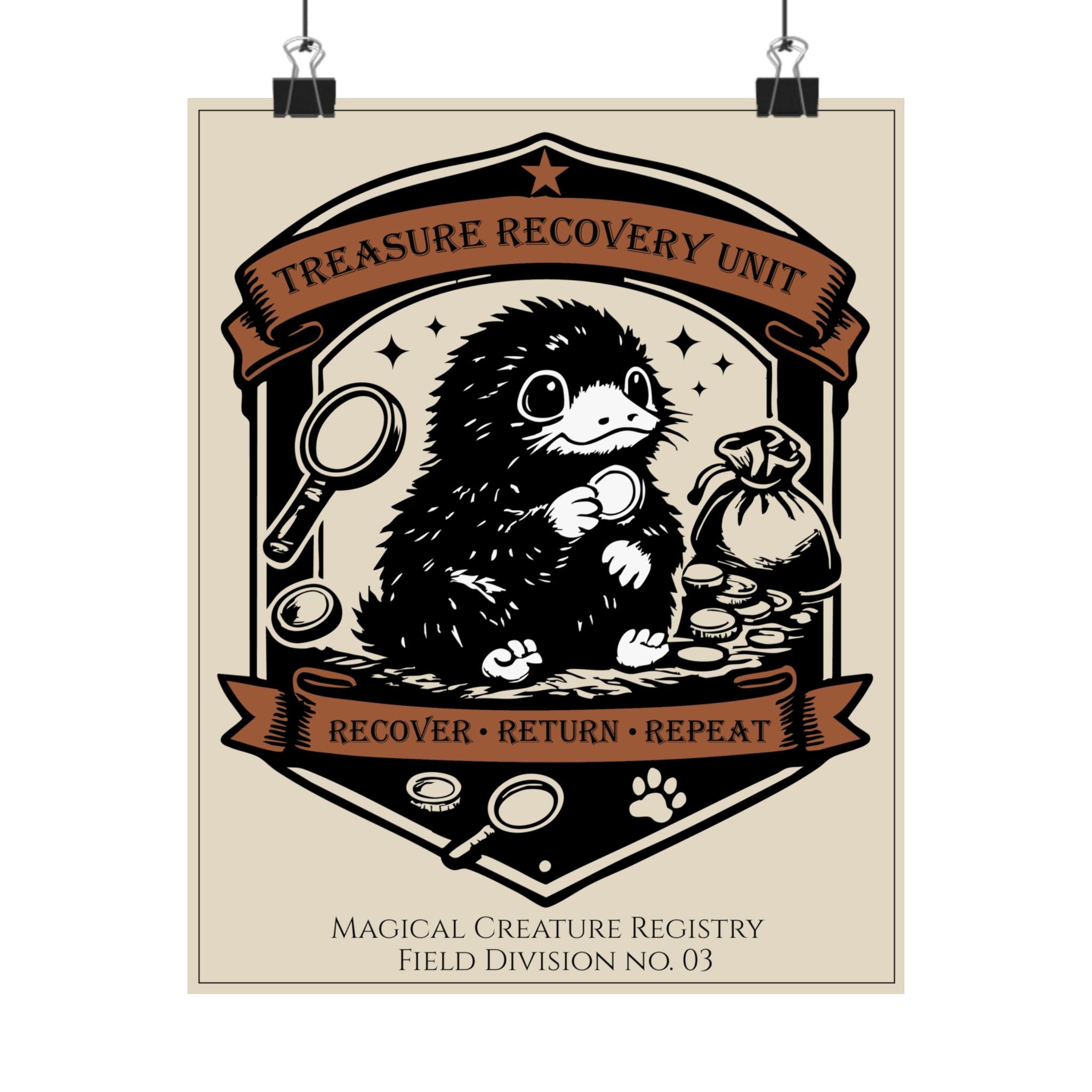 Treasure Recovery Unit Niffler Poster- 8x10 Magical Creature Registry Print No. 03