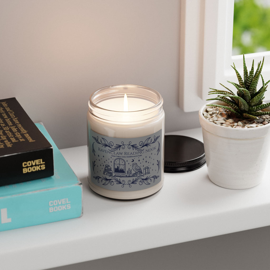 Raven House Reading Nook- Clean Cotton + Sandalwood Soy Candle, Cozy Bookish Scent
