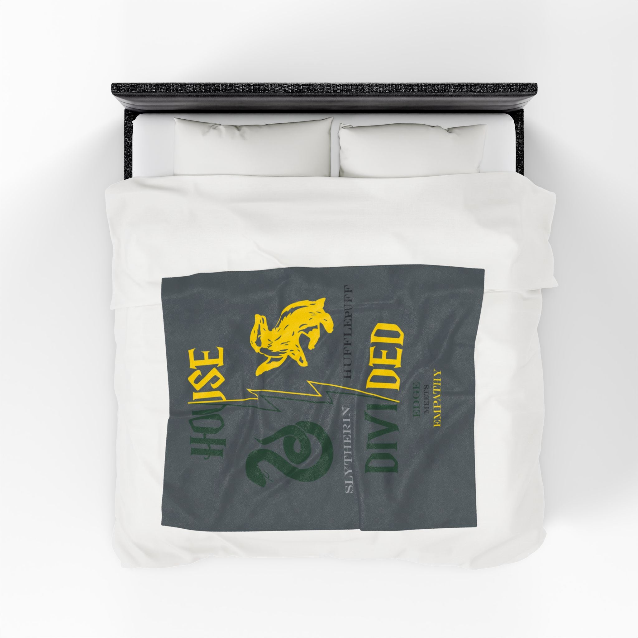 Slytherin Hufflepuff House Divided Blanket | Edge Meets Empathy Throw