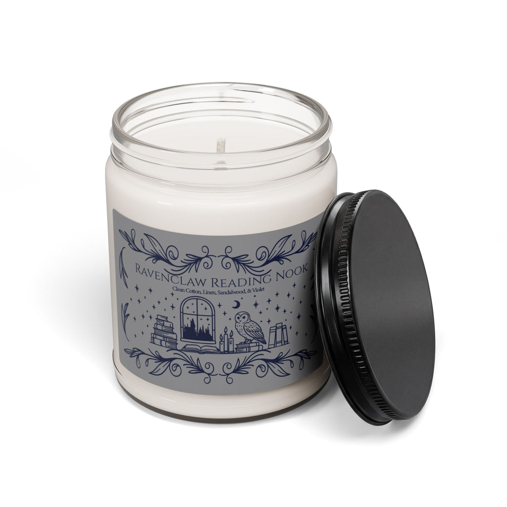 Raven House Reading Nook- Clean Cotton + Sandalwood Soy Candle, Cozy Bookish Scent